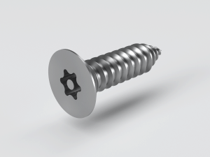 Hexalobular countersunk head self tapping screw with pin