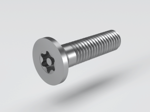 Hexalobular countersunk head screw with pin