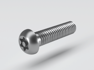 Hexalobular button head screw with pin