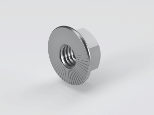 Hexagon nut with serrated flange